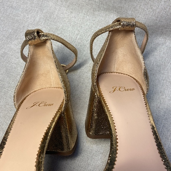 Jcrew Metallic Gold Penny Sandal With Ankle Strap. Size 9 - Picture 11 of 12